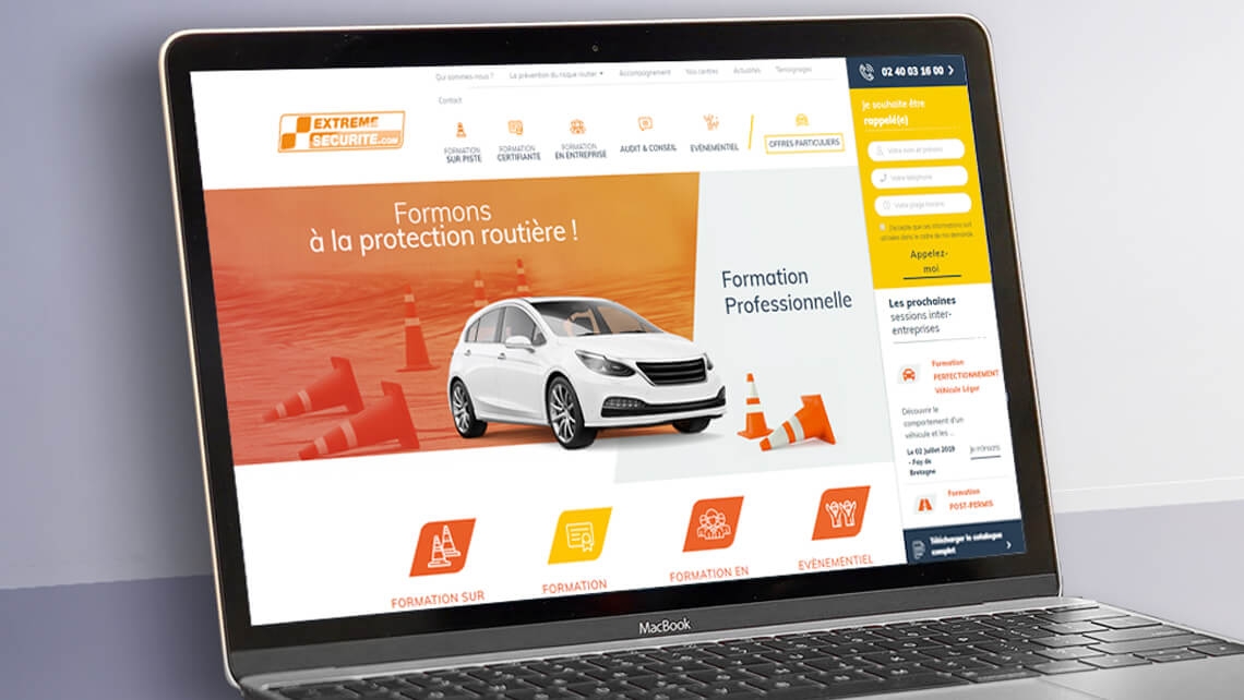 Création du nouveau site web d'Extrême Sécurité par Kagency Nantes