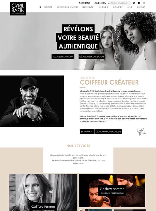 Nouvelle version après refonte du site internet de Cyril Bazin Coiffeur Créateur