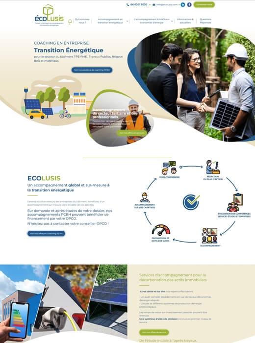 Nouvelle version après refonte du site web d'Ecolusis par Kagency Nantes