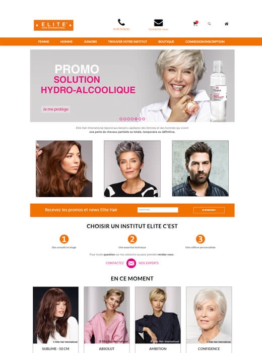 Ancienne version du site internet d'Elite Hair International