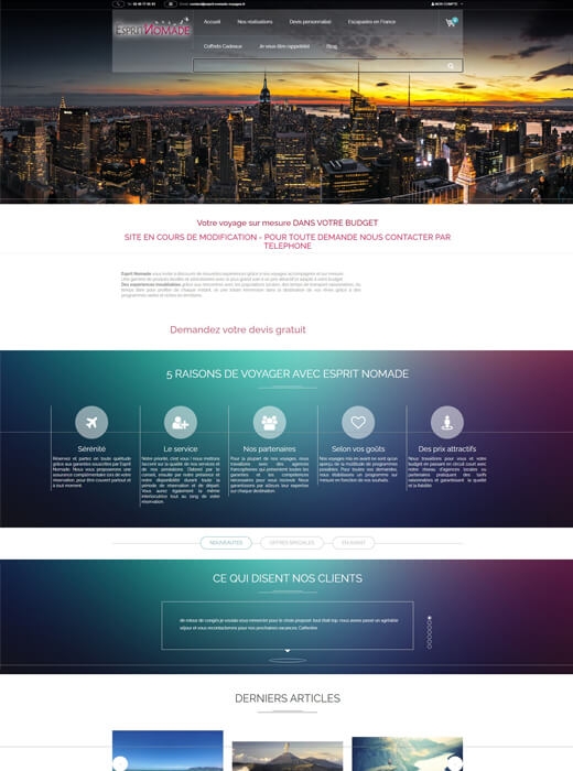 Ancienne version du site internet d'Esprit Nomade Voyages
