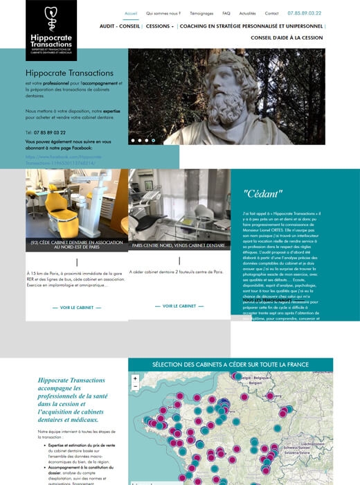 Le site web Hippocrate Transactions avant la refonte par Kagency Nantes