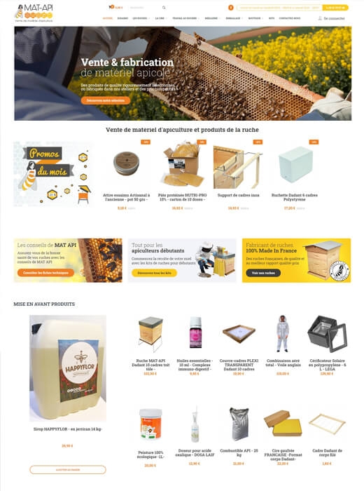 Nouvelle version du site internet e-commerce de Mat Apiculture par Kagency Nantes