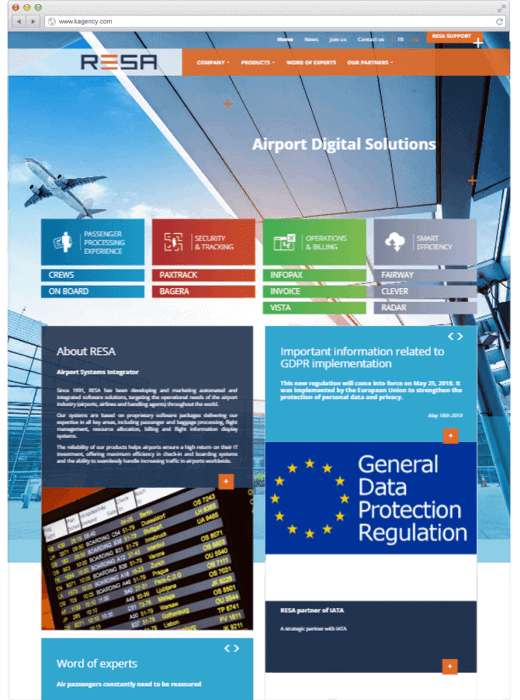 Refonte du site web de RESA Airport Digital Solutions