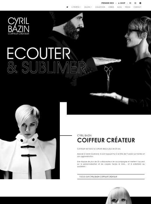 Refonte du site web de Cyril Bazin Coiffeur Créateur par Kagency Nantes