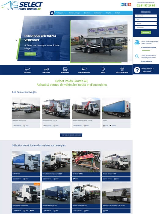 Kagency Nantes a assuré la création du nouveau site web de Select Poids Lourds Angers