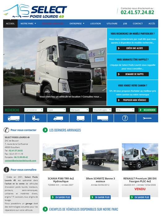 Refonte du site internet de SPL49, Select Poids Lourds Angers par Kagency Nantes