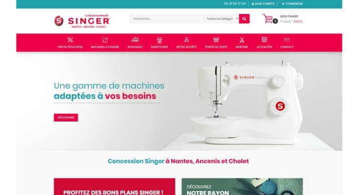 Kagency à réalisé le site e-commerce PrestaShop pour Singer Nantes