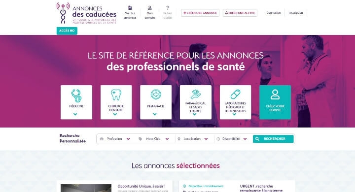 Création du site web Annonces des Caducées par Kagency Nantes 