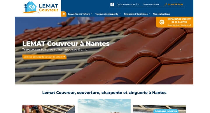 Kagency Nantes en charge de la création du site internet de Lemat Couvreur 