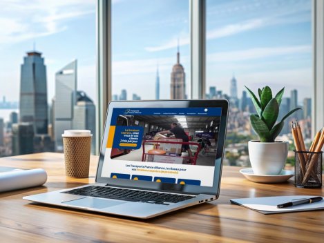 Page d’accueil du nouveau site des Transports France Alliance sur iMac