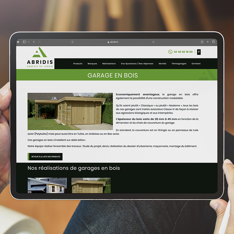 L’agence web Kagency est en charge de la refonte du site web d’ABRIDIS Pornic et Nantes 