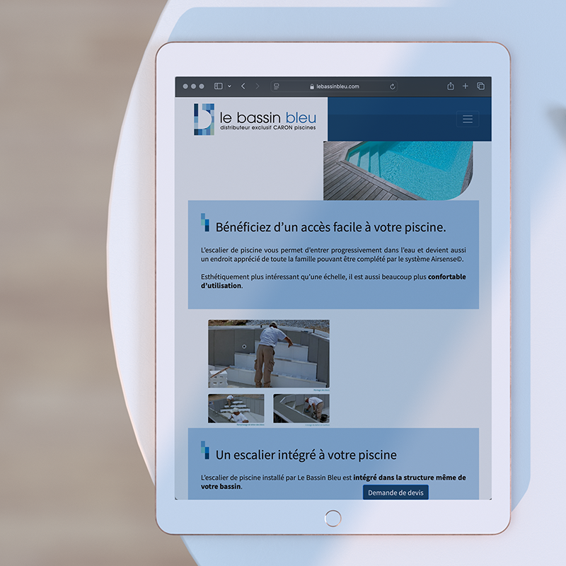 Lancement du site internet des piscines Le Bassin Bleu par Kagency Nantes