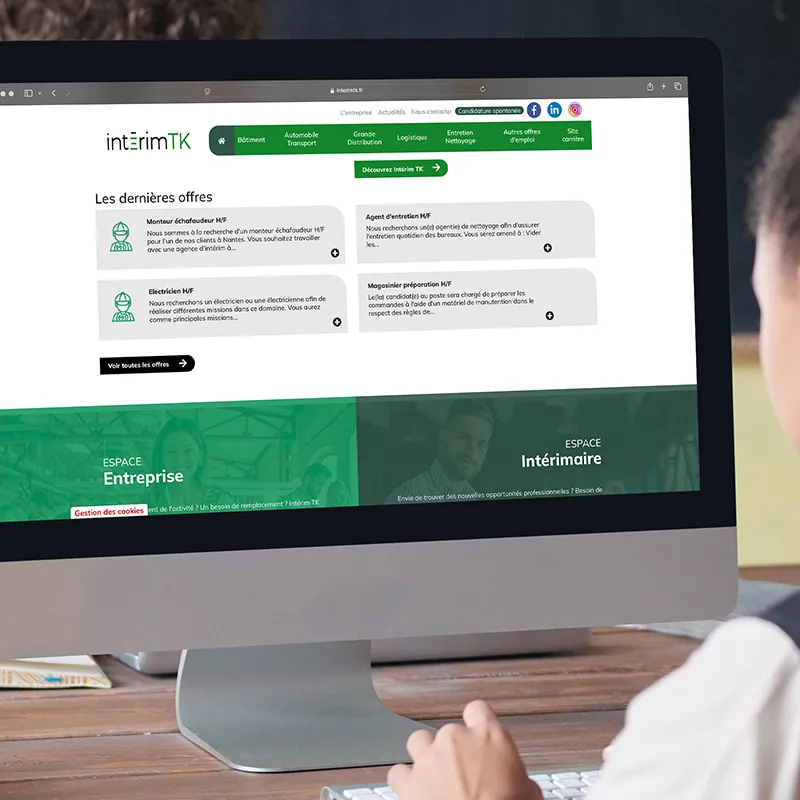 Création du webdesign du site internet Interim TK par Kagency Nantes