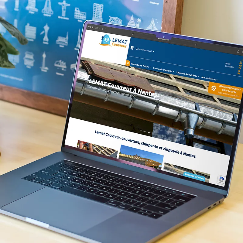 Kagency Nantes en charge de la création du site internet de Lemat Couvreur 