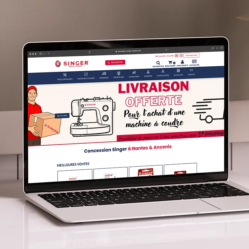 Kagency à réalisé le site e-commerce PrestaShop pour Singer Nantes